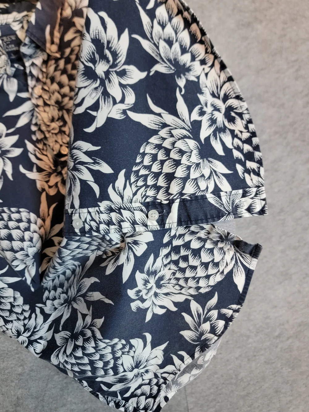 J. Crew Navy & White Pineapple Print Short-Sleeve Shirt
